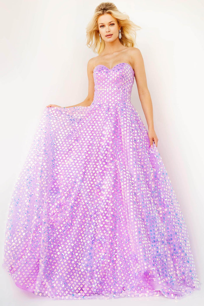 Jovani 08605 - Clover Sequin A-Line Prom Dress Prom Dresses 00 / Lilac