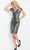 Jovani 08657 - Metallic Off-Shoulder Evening Dress Cocktail Dresses 00 / Dark Grey