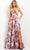 Jovani 09029 - Sleeveless Low-cut V-neck Long Dress Prom Dresses 00 / Print