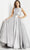 Jovani 09077 - Mikado Bateau Evening Gown Evening Dresses 00 / Silver
