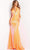 Jovani - 09114 Halter Iridescent Sequin Mermaid Gown Prom Dresses 00 / Iridescent Orange