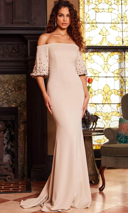 Jovani 09516 - Straight Across Neck Evening Dress