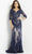 Jovani 09531 - Laced V-Neck Evening Dress Evening Dresses 00 / Navy
