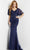Jovani 09591 - Laced Angel Sleeves Evening Dress Evening Dresses 00 / Navy