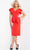 Jovani 09645 - V-Neck Peplum Evening Dress Cocktail Dresses 00 / Tomato