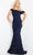 Jovani 09766 - One Shoulder Rosette Evening Dress Evening Dresses 00 / Navy