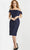 Jovani 09767 - Embroidered Off Shoulder Evening Dress Cocktail Dresses 00 / Navy
