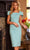Jovani 09774 - Square Neck Jacquard Cocktail Dress Special Occasion Dress