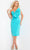Jovani 09811 - Bowknot Fitted Short Dress Cocktail Dresses 00 / Turquoise