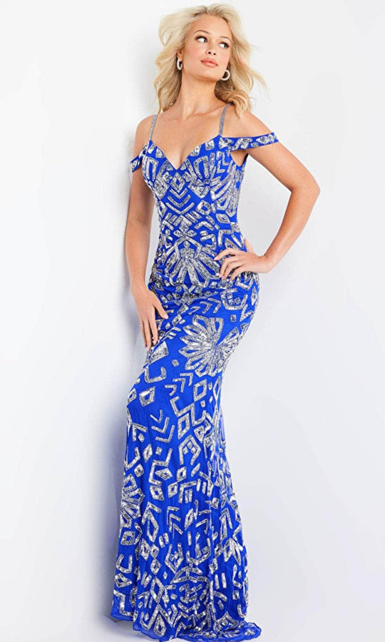 Jovani 09905 - Sequined Off-Shoulder Evening Dress
