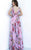 Jovani - 1032 Printed Deep V-neck Chiffon A-line Dress Evening Dresses