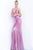 Jovani - 1087 Fitted Backless V Neck Stretch Dot Metallic Prom Dress Pageant Dresses 00 / Pink
