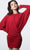 Jovani - 1869 Batwing Sleeve Ruched Shimmer Jersey Cocktail Dress Cocktail Dresses 00 / Red