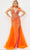 Jovani 22540 - Feather Shoulders Prom Dress Prom Dresses 00 / Orange