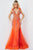 Jovani 22540 - Feather Shoulders Prom Dress Prom Dresses 00 / Orange