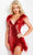 Jovani 23059 - Deep V Neck Flare Short Dress Cocktail Dresses 00 / Red