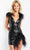 Jovani 23059 - Deep V Neck Flare Short Dress Cocktail Dresses