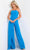 Jovani 23082 - Strapless Drapes Evening Jumpsuit Formal Pansuits 00 / Peacock