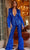 Jovani 23162 - V-Neck Sequin Feathers Pant Suit Special Occasion Dress 00 / Royal