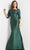 Jovani 23270 - Quarter Sleeves Asymmetrical Neckline Evening Dress Evening Dresses 00 / Green