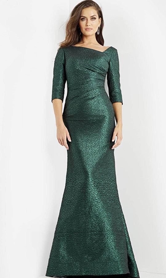 Jovani 23270 - Quarter Sleeves Asymmetrical Neckline Evening Dress