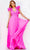 Jovani 23322 - Ruffled Shoulder A-Line Prom Dress Special Occasion Dress 00 / Hot-Pink