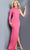 Jovani 23831 - Beaded High Neck Crepe Slit Dress Evening Dresses 00 / Hot-Pink