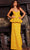 Jovani 23849 - V-Neck Floral Evening Dress Special Occasion Dress 00 / Mustard