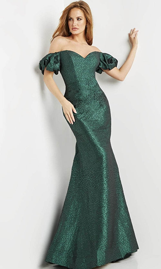 Jovani 24044 - Puff Sleeve Off-Shoulder Evening Gown