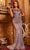 Jovani 24056 - Feathered Off Shoulder Evening Gown Special Occasion Dress 00 / Grey/Multi
