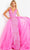Jovani 25833 - Plunging Sequined Dress with Tulle Overskirt Prom Dresses 00 / Hot-Pink