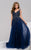Jovani - 29085 Sleeveless Adorned Tulle Gown in Blue