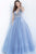 Jovani - 3110 Floral Applique Deep V-neck Tulle Ballgown Ball Gowns