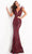Jovani - 3180 Feathered Cap Sleeve Patterned Sequin Gown Prom Dresses
