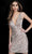 Jovani - 3195 Sequined Plunging V-Neck Sheath Dress Cocktail Dresses 00 / Rose Gold/Silver