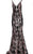 Jovani - 3263 Embellished Deep V-neck Fit and Flare Dress Pageant Dresses 00 / Black/Rose