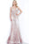 Jovani - 3675 Sequined Illusion Corset Mermaid Gown Pageant Dresses 00 / Rose/Gold