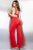 Jovani - 37007 Classic Plunging V-Neck Cutout Jumpsuit - 1 Pc Red in Size 6 Available CCSALE 6 / Red