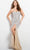 Jovani 4247 - Bejeweled High Slit Prom Dress Prom Dresses 00 / Silver/Nude
