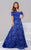 Jovani - 42828 Off-Shoulder Lace Ballgown Special Occasion Dress 0 / Royal