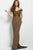 Jovani 45156 Ruched Off-Shoulder Sheath Dress - 1 pc Gold in size 16 Available CCSALE