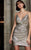 Jovani - 4550 Sleeveless Plunged V Neck Fitted Metallic Cocktail Dress Homecoming Dresses 00 / Sand