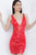 Jovani - 4552 Embellished Deep V-neck Fitted Dress Party Dresses 00 / Red