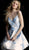 Jovani - 53204 Embellished V-neck A-line Cocktail Dress Special Occasion Dress 00 / Ivory/Lightblue