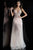 Jovani - 55621 Plunging Neckline Floral Embellished Tulle Dress Special Occasion Dress 00 / Blush