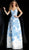 Jovani - 57101 Embellished Floral Patterned V-neck A-line Dress Special Occasion Dress 00 / Ivory/Lightblue
