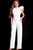 Jovani - 57239 Ruffled Cap Sleeve Scuba Jumpsuit Evening Dresses 0 / White