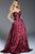 Jovani 57818 Strapless Pleated Bodice Floral Ballgown - 1 pc Wine In Size 8 Available CCSALE 8 / Wine