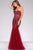 Jovani 5908 Strapless Sweetheart Corset Illusion Bodice Mermaid Gown Pageant Dresses 00 / Burgundy/Burgundy