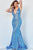 Jovani - 59762 Sexy Fitted Sequined Plunging Gown Special Occasion Dress 00 / Light-Blue